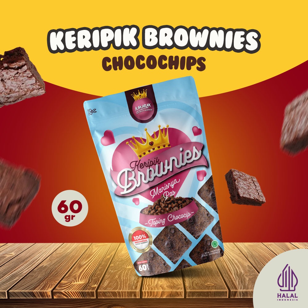 

Kakarak - Keripik Brownies Chocochips Kering - Cemilan Brownies Chips Topping Chocochips Manis - 65gr