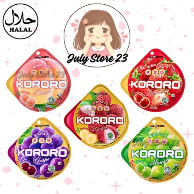 

[KODE YKGGN] Permen KORORO UHA jelly candy Peach, Strawberry, Grape, Muscat, Lychee 40g