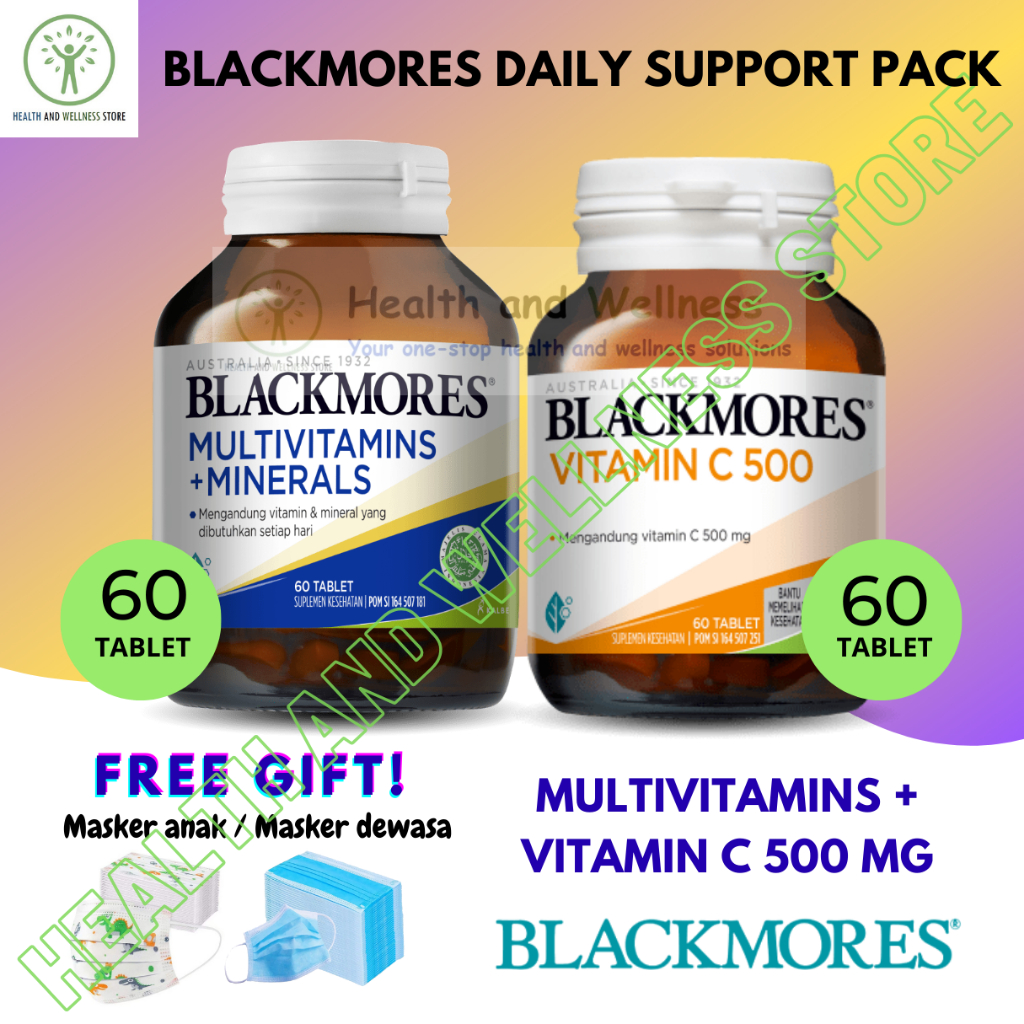 Blackmores Multivitamin Mineral 60 Tablet Daily Immune Vitamin C 500 Mg 60 Tablet Paket