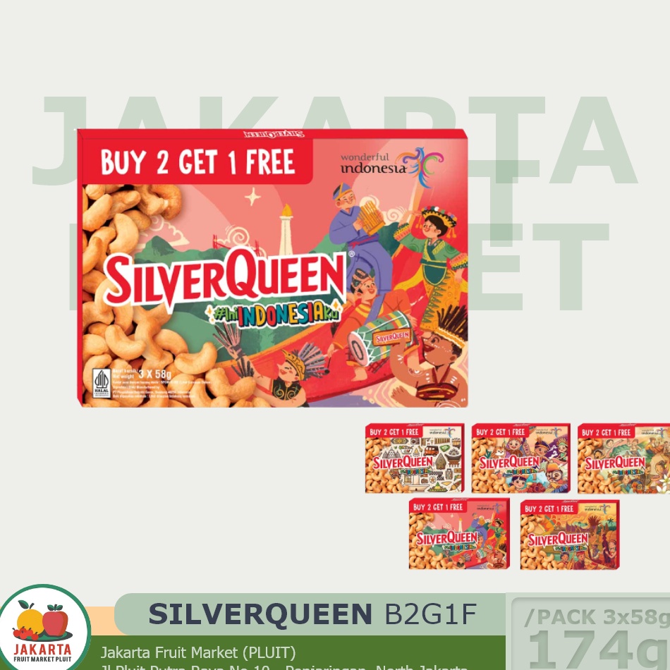 

[KODE PRODUK W7CFG9042] (COKELAT) SILVERQUEEN MILK CHOCOLATE WITH CASHEW BUY 2 GET 1 FREE silverqueen 174G