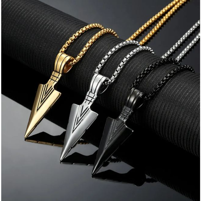 Kalung Pria Mata Panah Silver / Kalung Motif Panah Pria Wanita Cowok Cewek Unisex / Simple Arrow Spe