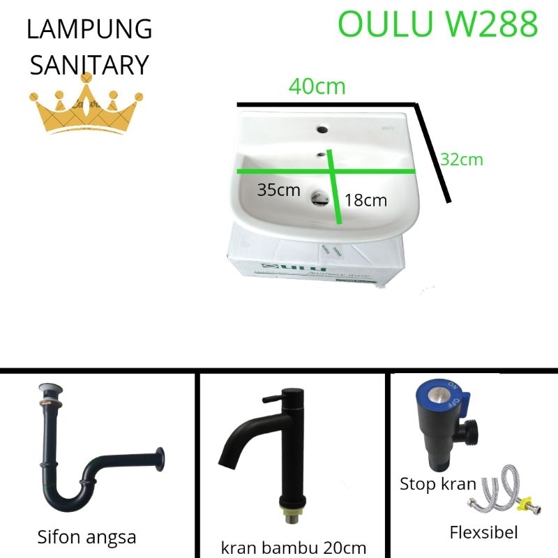 wastafel oulu w288 set/wastafel oulu w288 paket lengkap