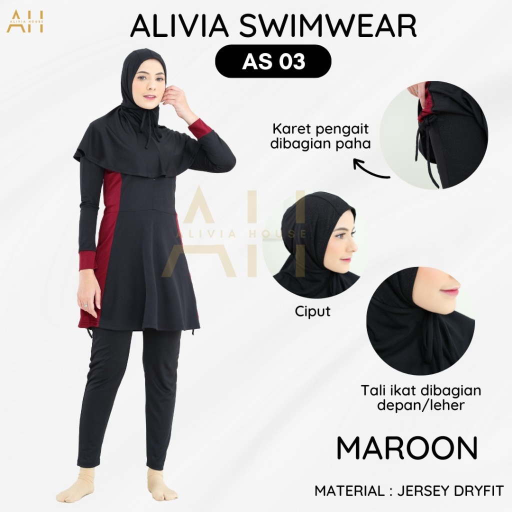 Alivia Swimwear AS03 - Baju renang muslimah dewasa wanita muslim perempuan remaja swimwear hijab Image 3