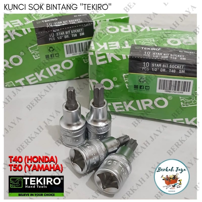 Mata Kunci Sok Bintang 1/2" TEKIRO T40 / T50 CR-V | Kunci Sok bintang untuk Baut Rem | Kunci Kaliper