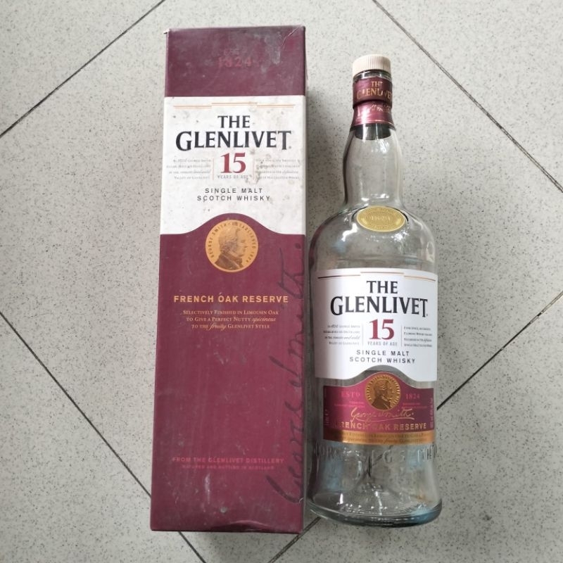 Botol kaca bekas kosong The Glenlivet 15 1000 ml