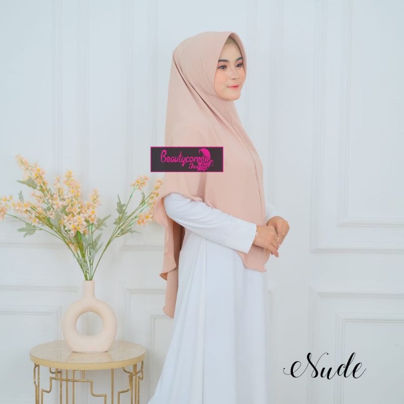 jilbab pet antem/khimar crinkle airflow/bergo ped antem crinkle size L