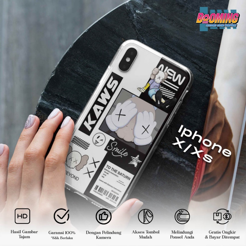 Case Iphone X - Iphone XS Casing Iphone X - Iphone XS Motif [KAWS] Booming Case Softcase Premium - C