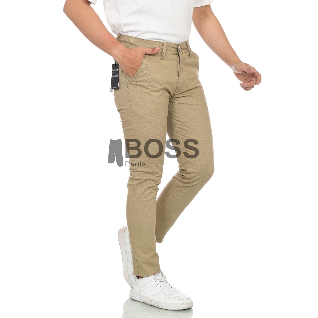 BOSSPANTS - CELANA CHINO KHAKI PREMIUM Pria Slimfit - ZELLVO Formal Kerja Santai Kantor Casual Cowok