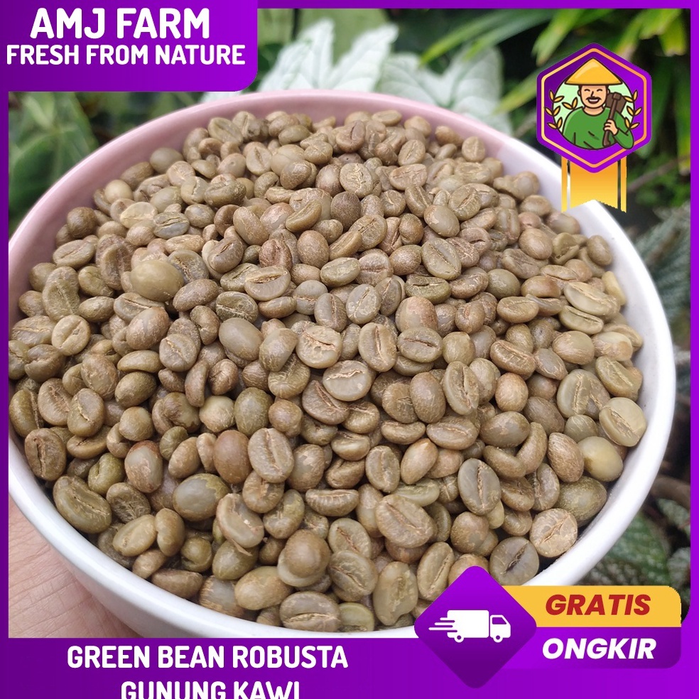 [❉P64➤] PREMIUM QUALITY 1 Kg Green Bean Kopi Robusta Gunung Kawi / Kopi Robusta Mentah Biji Kopi Pilihan (AMJ FARM) [110]