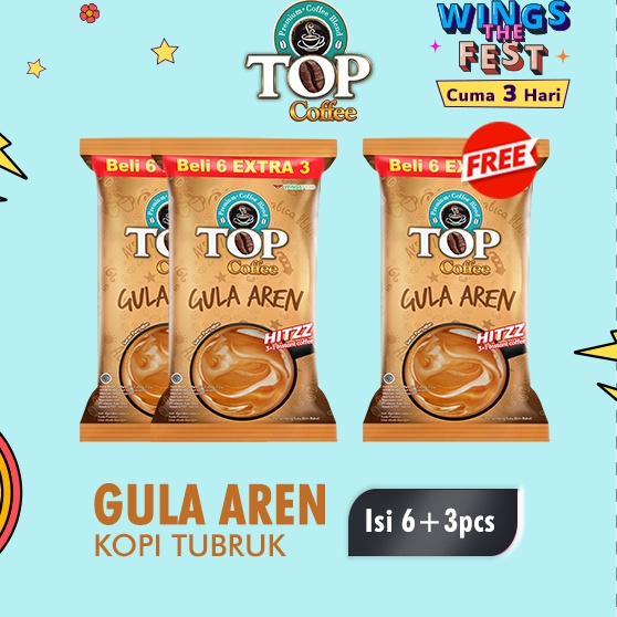 

Terkini Top Coffee Kopi Instan Gula Aren Pack 22 gr isi 6 + 3 pcs x3 ➦✫✢