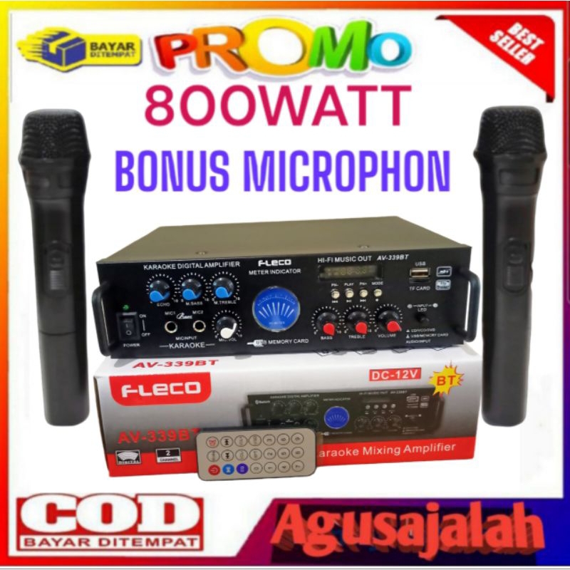 DUO MIC POWER AMPLIFIER SUBWOOFER 800WATT LED DIGITAL BISA RADIO  ECHO STEREO /// POWER AMPLIFIER FL