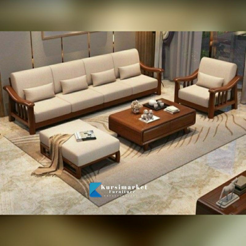 KURSI TAMU MINIMALIS JATI MEWAH SOFA TAMU JATI TERLARIS