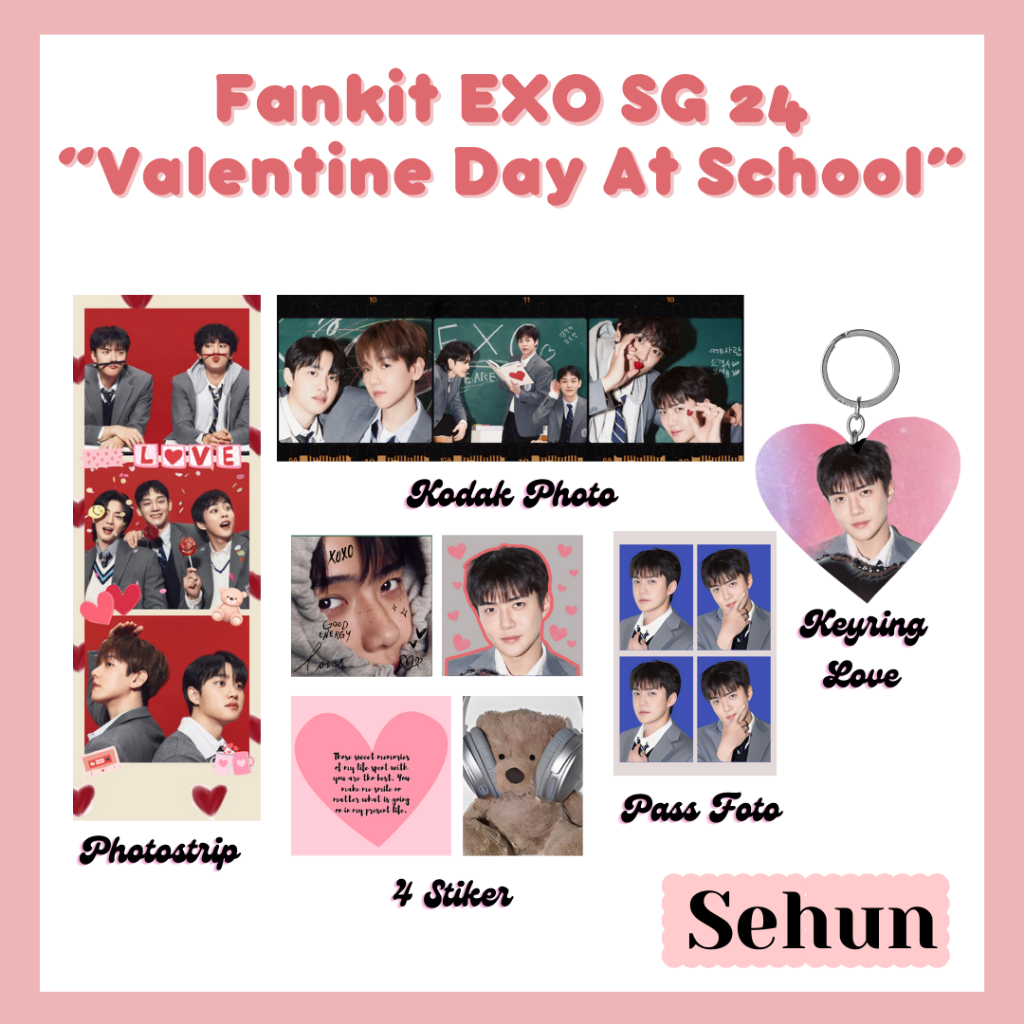 Mini Fankit EXO 2024 Season Greeting "Valentine's Day At School" Ganci Love Bucin Exo stiker exo