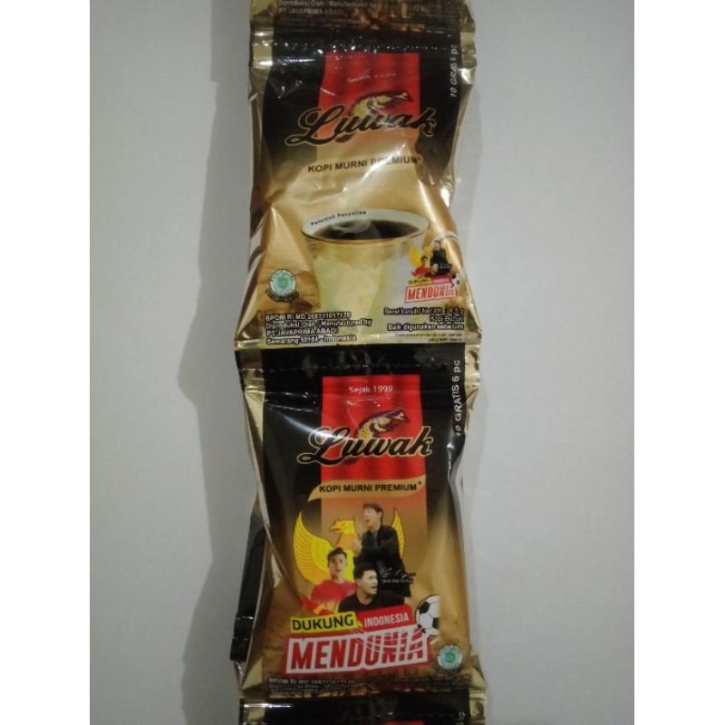 

kopi hitam luwak tanpa gula kemasan mini 6,5 gr per renceng isi 15 sachet