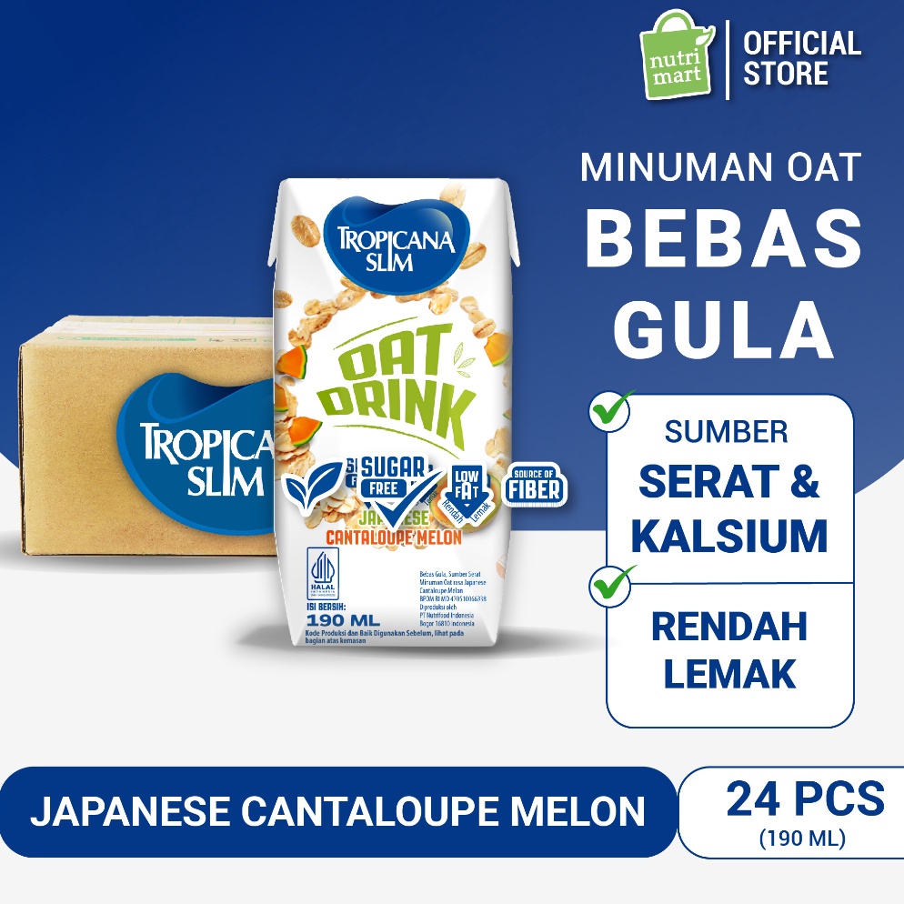

Gr0sir 1 Karton - Tropicana Slim Oat Drink Japanese Cantaloupe Melon 190 ml (RTD) - Minuman Oat Vegan Plant Based Bebas Gula SALE now