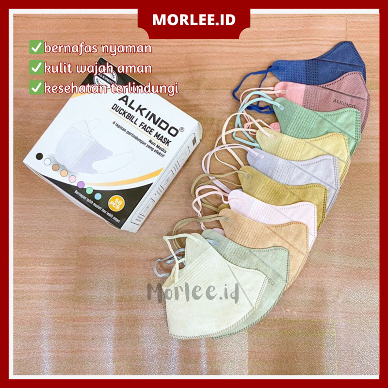 MASKER DUCKBILL ALKINDO WARNA MIX ISI 50 MODEL SENSI GARIS EMBOS 4PLY DUCKBIL ORIGINAL