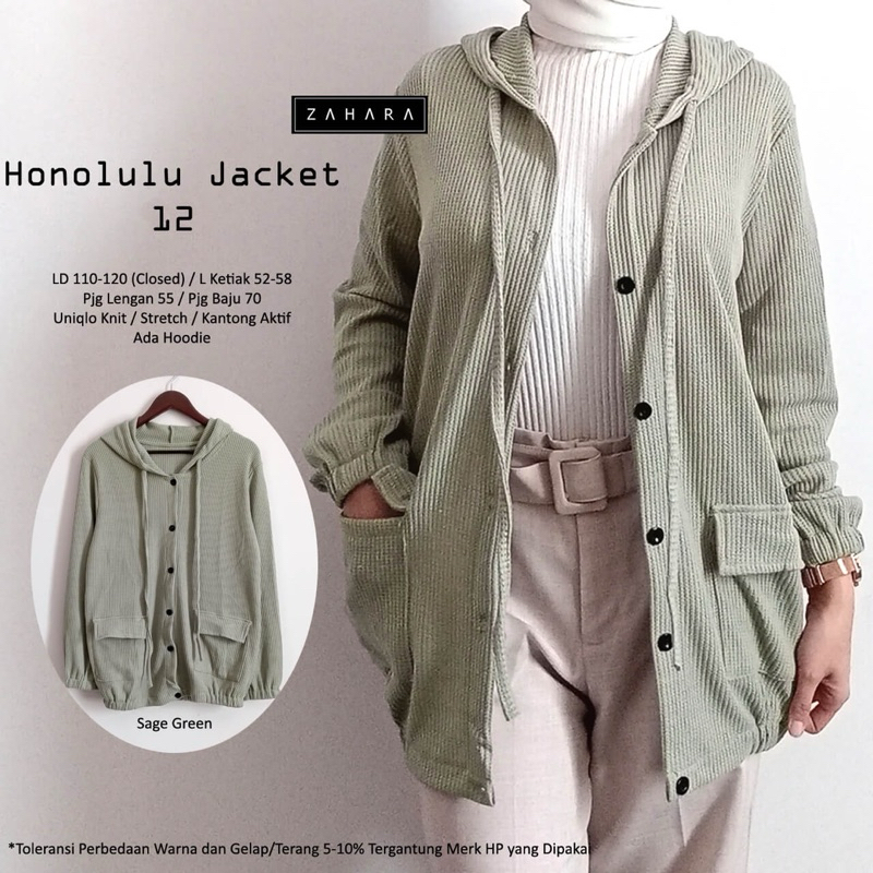 HONOLULU KNIT JACKET - jaket wanita strech berkancing bahan knit