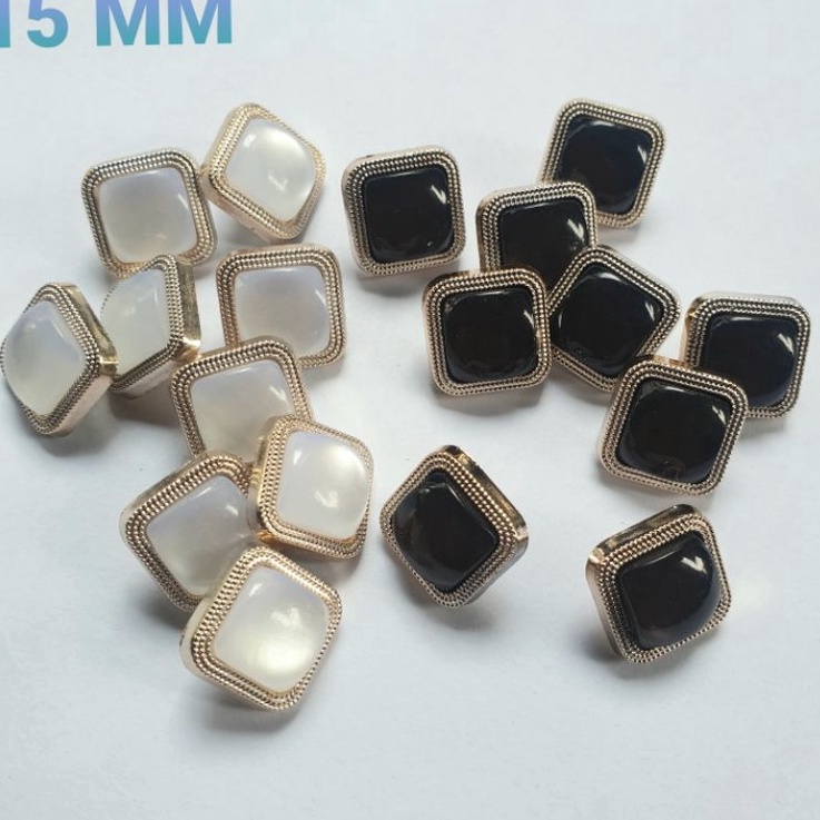 Terupdate Kancing mutiara kotak putih emas/hitam emas diameter 15 mm 1gross mutiara gamis kotak