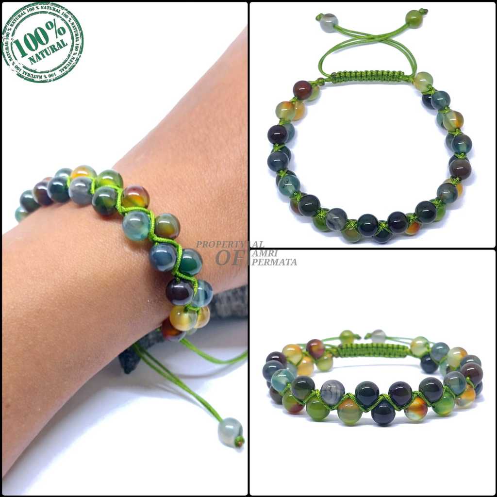 Gelang batu akik pancawarna edong Gelang pria Gelang wanita Gelang unik Batu akik pancawarna dong as