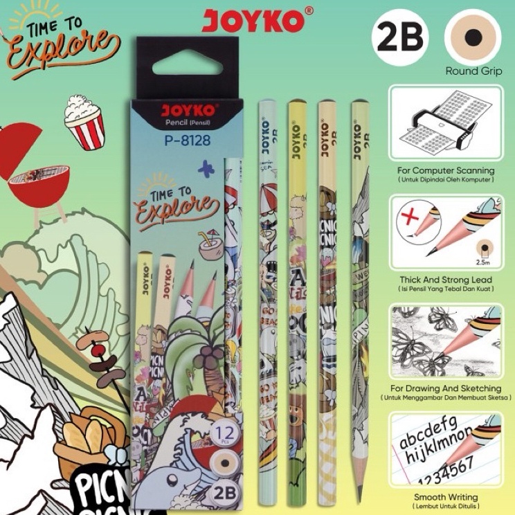 

[KODE PRODUK ZECM98337] Pensil Pencil Joyko P-8128 2B Time To Explorer 1 Box 12 Pcs
