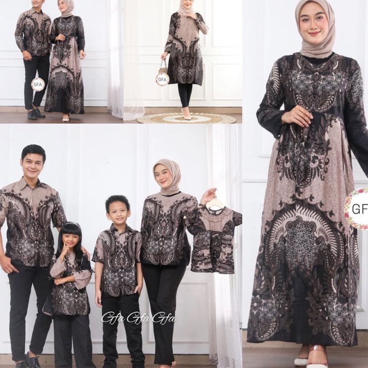 [KODE CALFQ] COD Set Baju Batik Gendhis Couple Keluarga Gamis Couple Sarimbit Keluarga Pasangan Musl