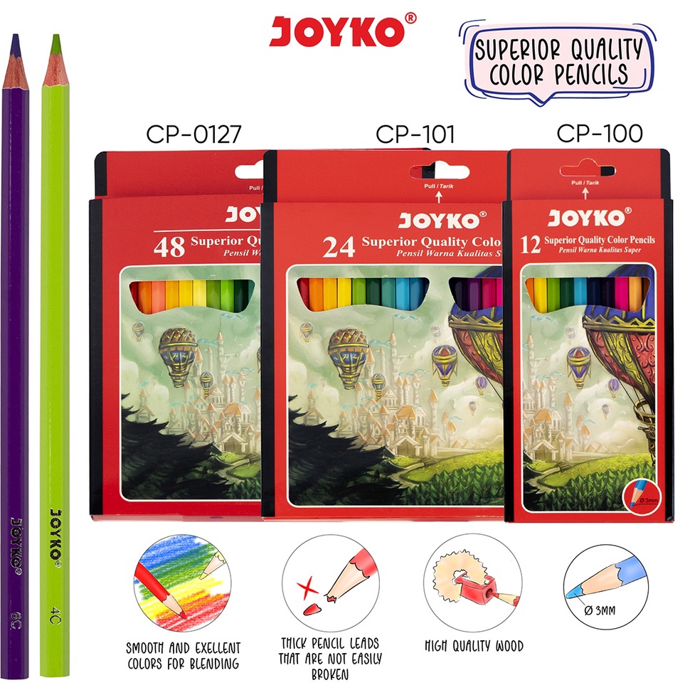 

✢Terbaru❉➟ Joyko Pensil Warna Superior Quality Color Pencils Hexagonal Grip D65 ➯