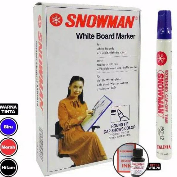 

Model Baru Spidol Snowman Whiteboard Marker BG12