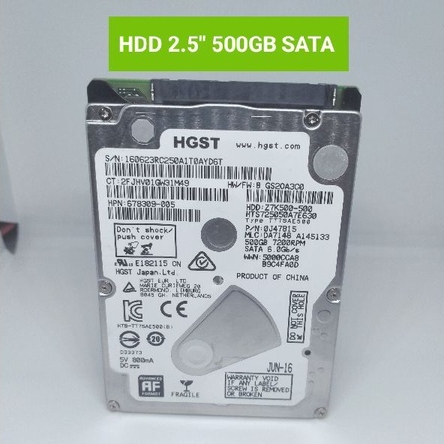 Hardisk 500 Gb Hitachi / HGST Tipis/Slim -HDD SATA 2.5 inchi -HDD 500Gb