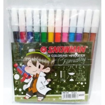 

[✁P43&] SPIDOL KECIL SNOWMAN 12 WARNA COLOURING PEN PW-12A [242]