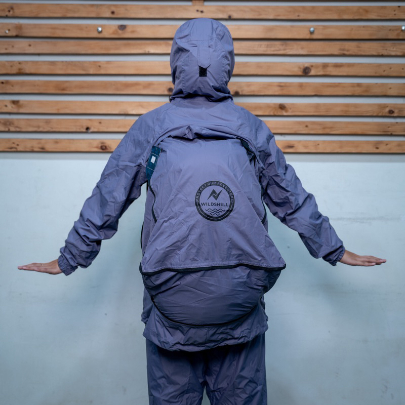 Jas Hujan Premium Raincoat Wildshell Sentani  Waterproof Taslan Mantel Mantol Backpack Space Tas