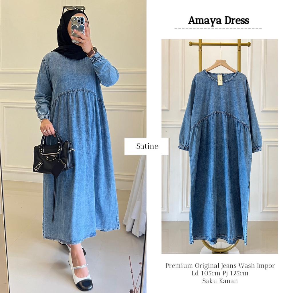 [SATINE] AMAYA DRESS WANITA