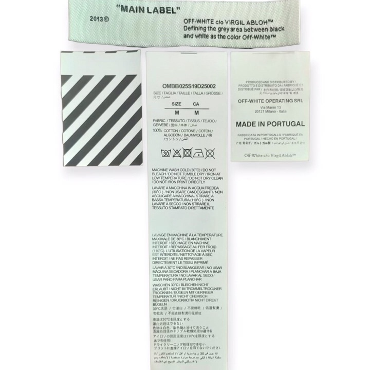 [KODE PRODUK THVUS52100] MAIN LABEL TAG WASH OFF WHITE OW KUALITAS TINGGI MADE IN PORTUGAL ONE SET