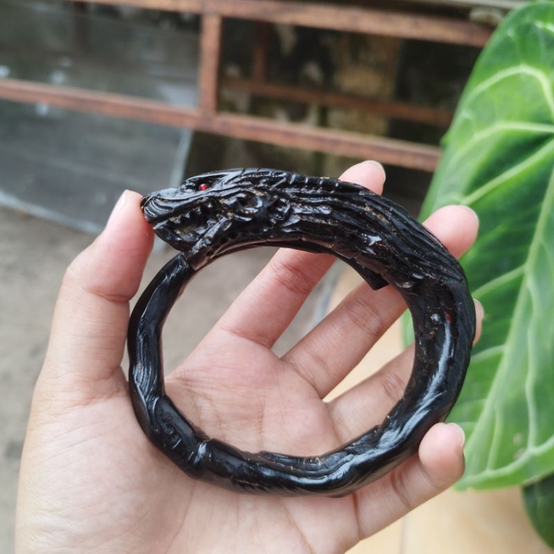 Gelang/Gelang Akar Bahar Ukir Naga Miring