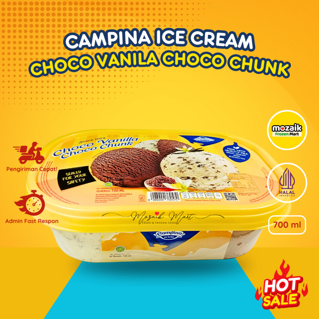 Campina Es Krim Choco Vanila Choco Chunk 700 ml-Ice Cream/Mozaik Frozen Mart/Frozen Food Palembang
