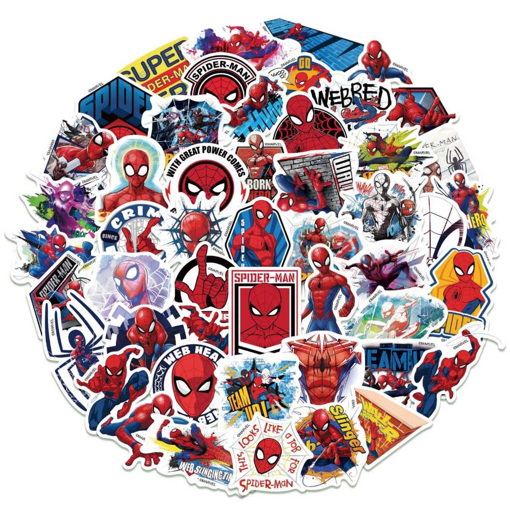 

STIKER VINIL ISI 50 PCS SPIDERMAN AVENGER HERO ANTI AIR AESTHETIC LOVERSTUFF