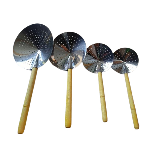[DEAOFFICIAL] SEROKAN STAINLESS MURAH - SEROK STAINLESS GAGANG KAYU - PENIRIS GORENGAN GAGANG KAYU -