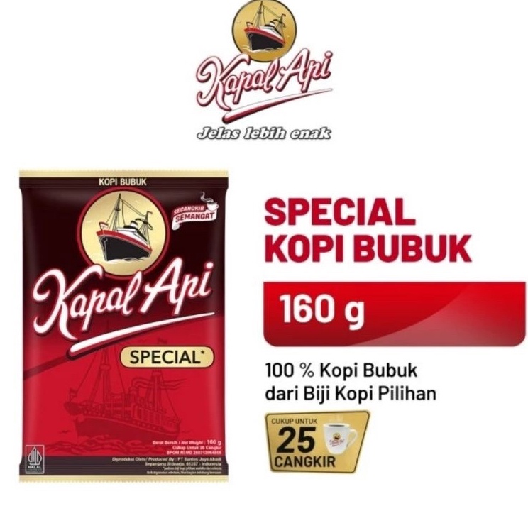 

[KODE 90QZY] (KOPI BUBUK)Kapal Api BUBUK 160gr