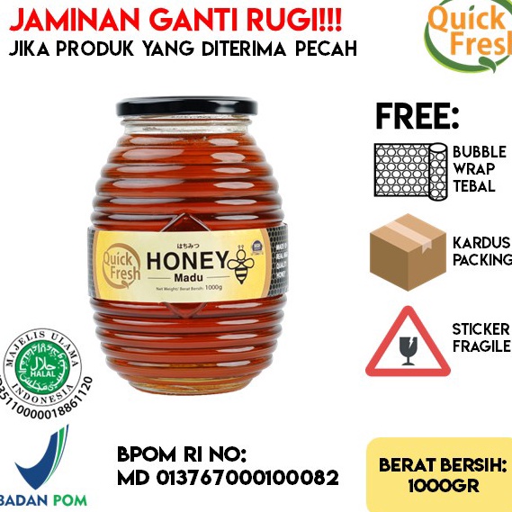 

[KODE GLKIM] Madu Murni Asli Quick Fresh Honey 1 kg (Jar Kaca)