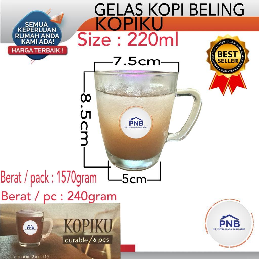GELAS KOPI KACA UNIK CITINOVA KOPIKU DURABLE 225ML ISI 6