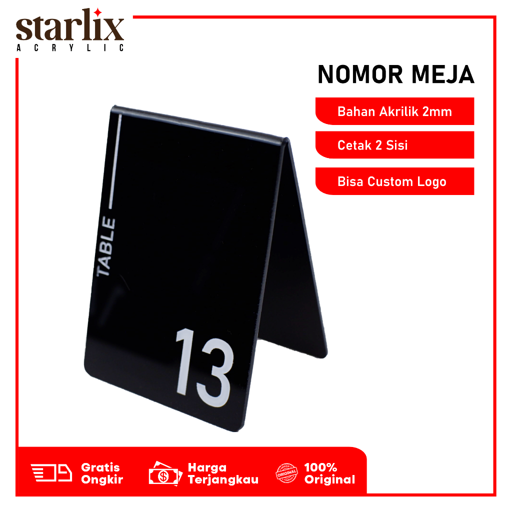 nomor meja papan nama meja cafe akrilik table custom logo