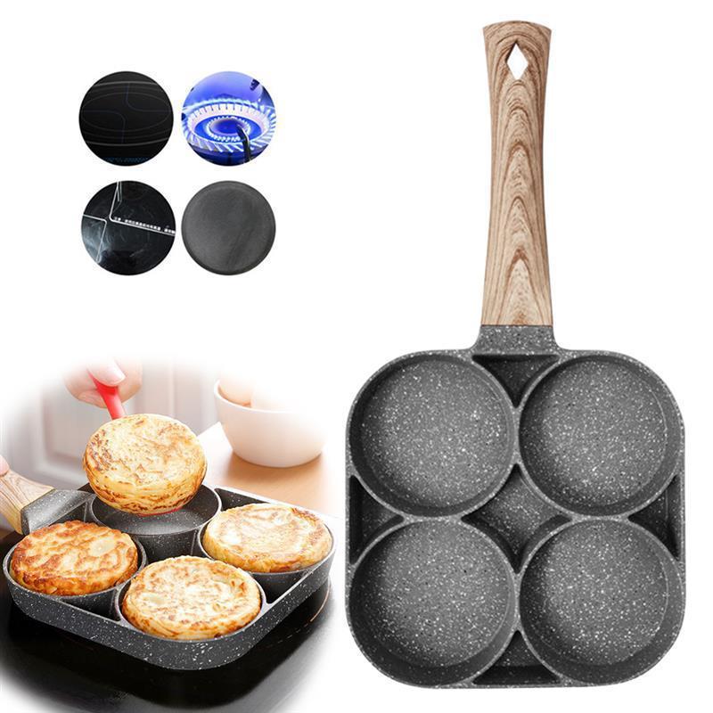 Promo Wajan Penggorengan Telur Frying Pan Multifungsi 4 Lubang Hole Wajan Bulat Kotak Teflon Anti
