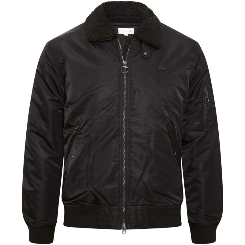 JACKET PRIA BOMBER LACOSTE PADED SHERPA BLACK ORIGINAL AUTHENTIC