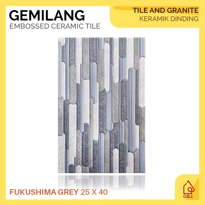 KERAMIK GEMILANG 25 X 40 FUKUSHIMA GREY / KERAMIK DINDING TIMBUL MOTIF BATU ALAM