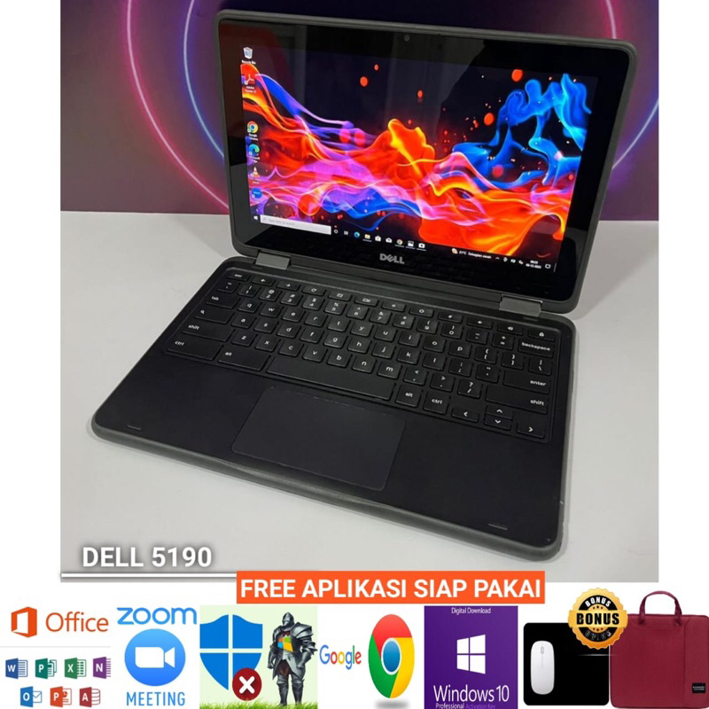 Dell 5190 Intel N3350 Ram 4GB/32GB+128GB SSD Touchcreen flip - windows 10 pro 64 bit