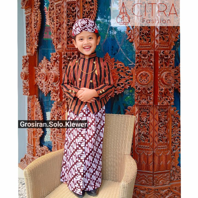 BESKAP ANAK BAWAHAN ROK BATIK PUTIH / BAJU LURIK ANAK / SURJAN ANAK / SURJAN / LURIK ANAK PREMIUM / 