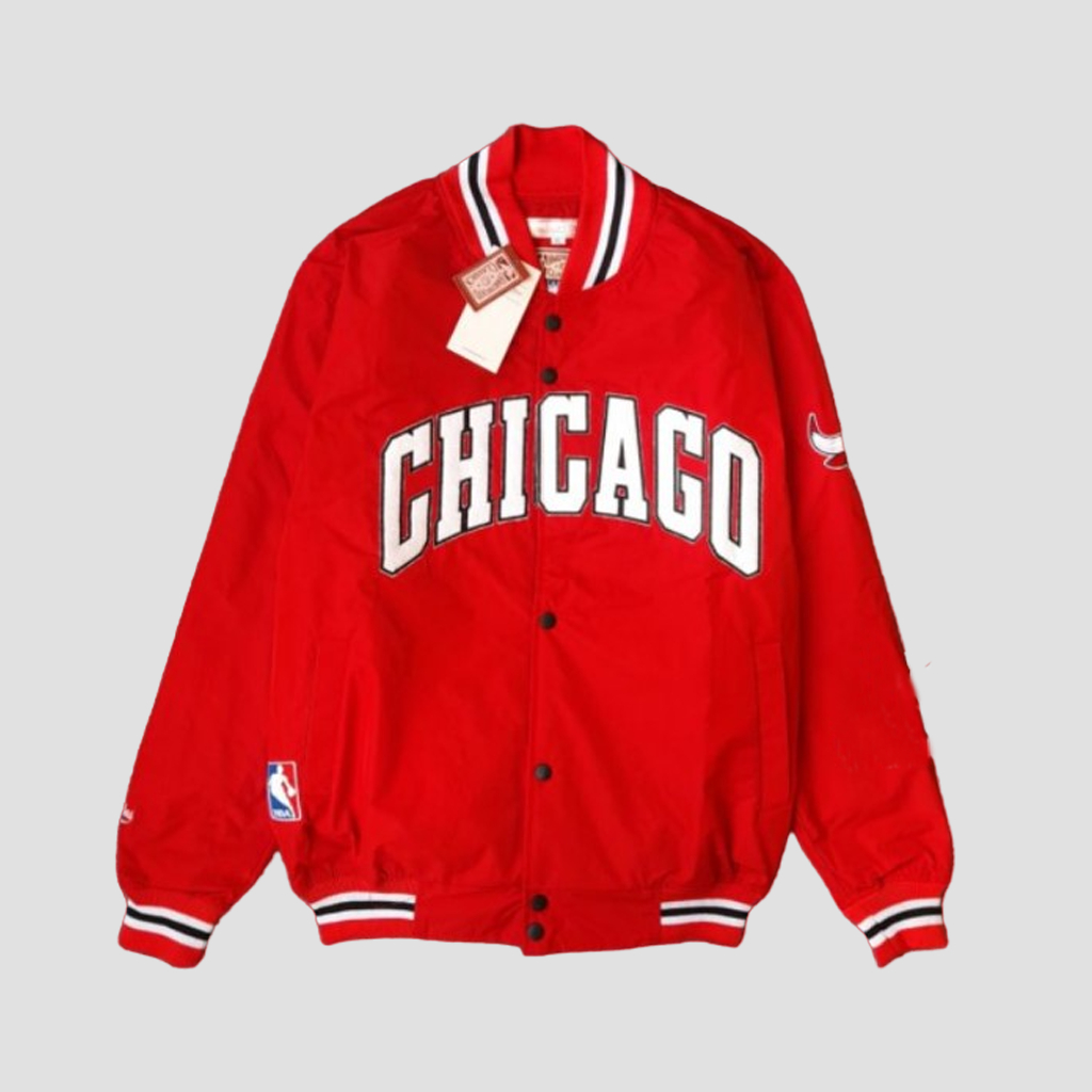 RED Varsity Baseball Jacket Chicago Bulls Original For Unisex - ZONE DEFENSE