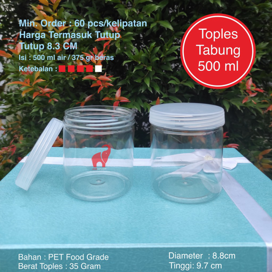 Grosir  Toples Tabung Silinder Plastik 600 ml 600ml 500ml 500 ml / Toples Kue Snack / Toples Sago te