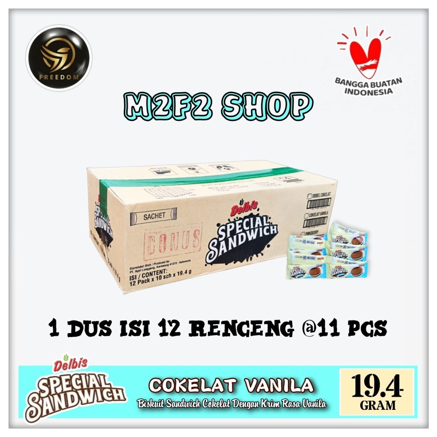 

Delbis Special Sandwich Cokelat Vanila Sachet - 19,4 gr (Kemasan Karton)
