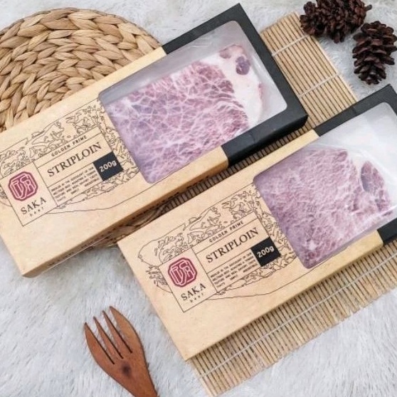 

Daging Sapi Striploin Sirloin Premium Saka Beef Golden Prime