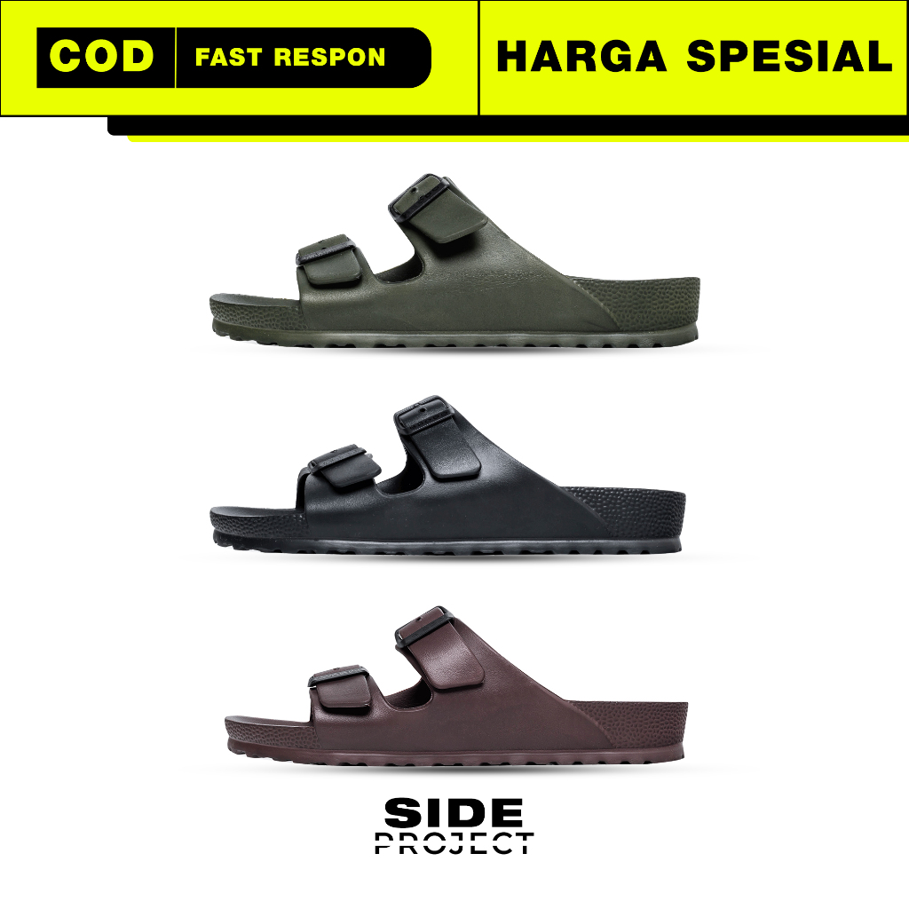 Sandal Pria Wanita Brodo Gioro Slides warna (Black/Olive/Dark Brown) - Original Brodo Footwear